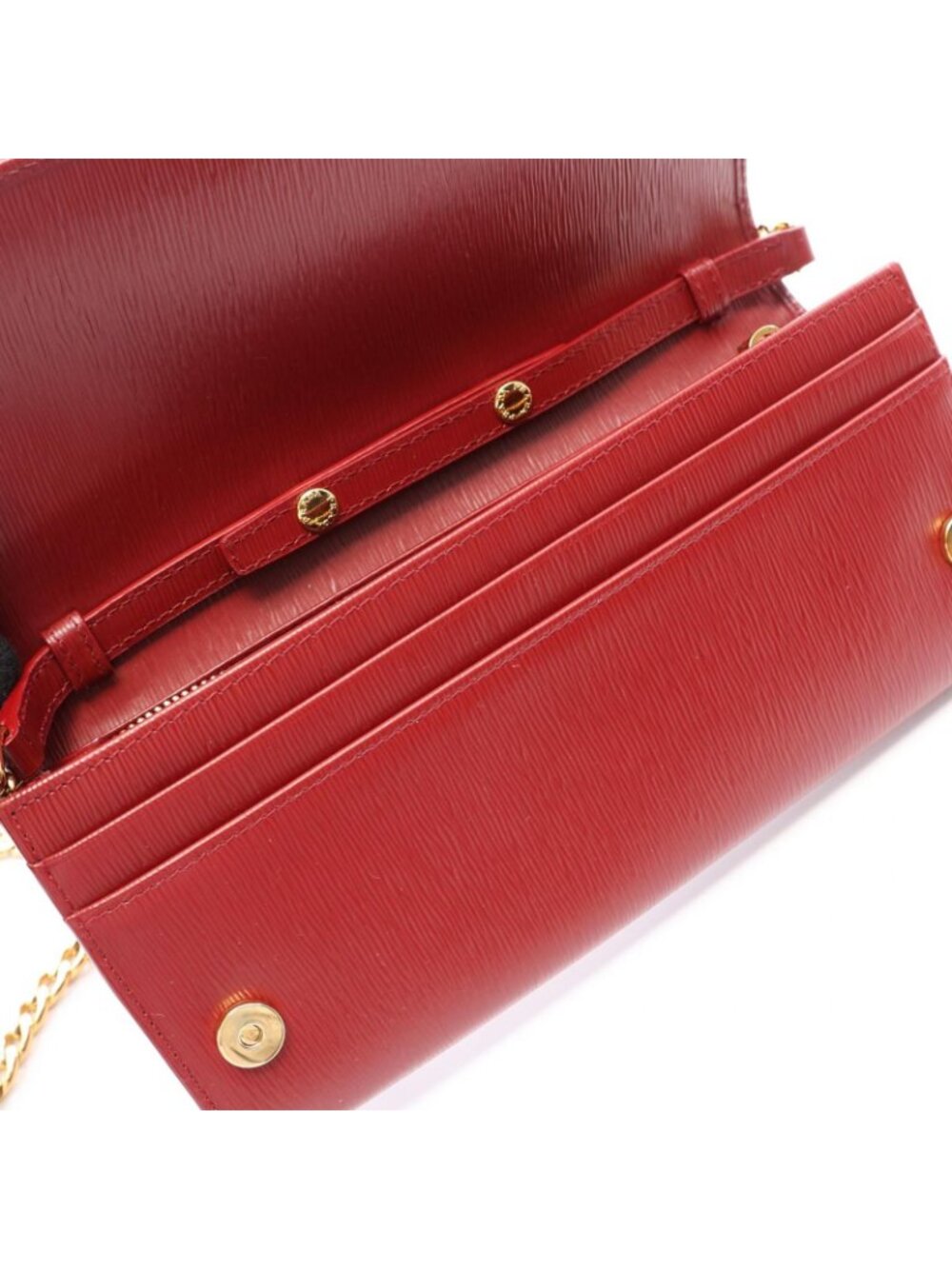 Prada Shoulder Bag Red Leather Chain Wallet - Picture 6 of 9